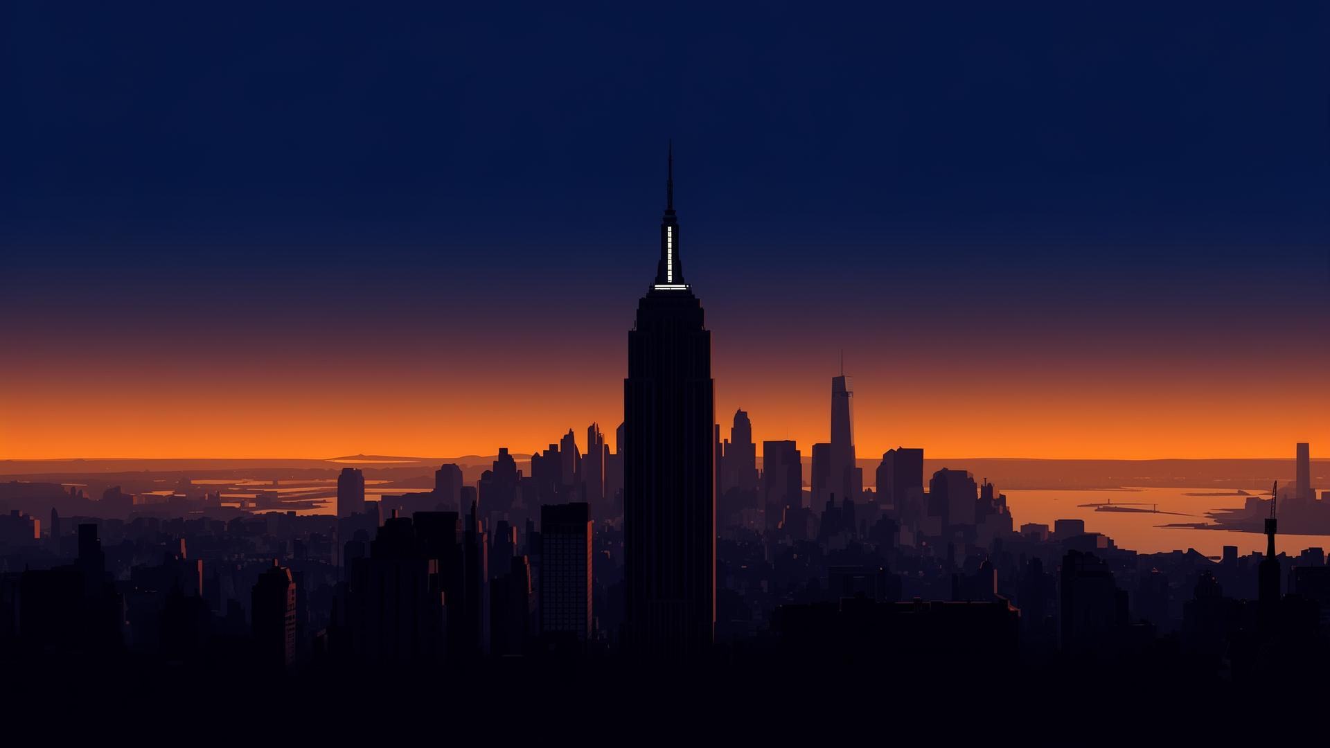 New York City skyline at dusk